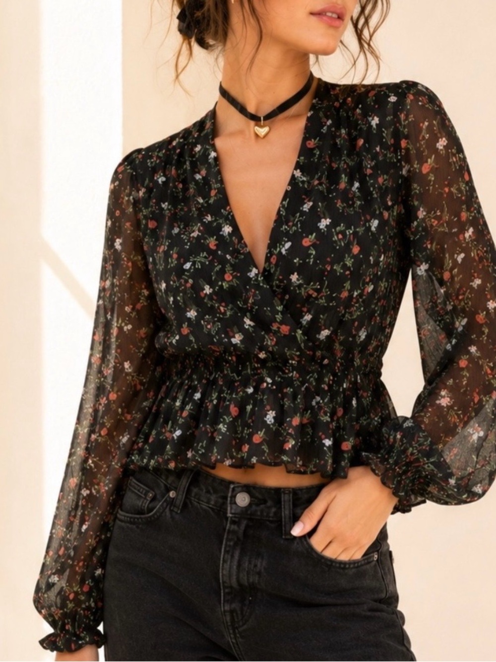 Aritzia Little Moon Lunaria floral blouse